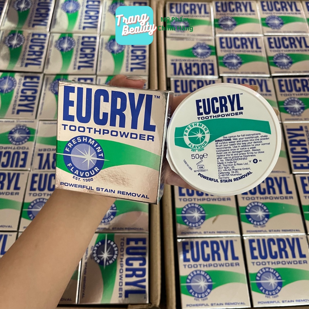 Bột Bạc Hà Làm Sạch Trắng Răng, Hơi Thở Thơm Mát Eucryl Toothpowder