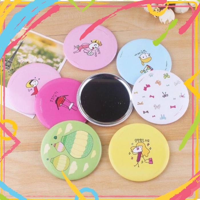 Gương Mini Hàn Quốc Hoạ Tiết Hoạt Hình Gọn Gàng Tiện Dụng