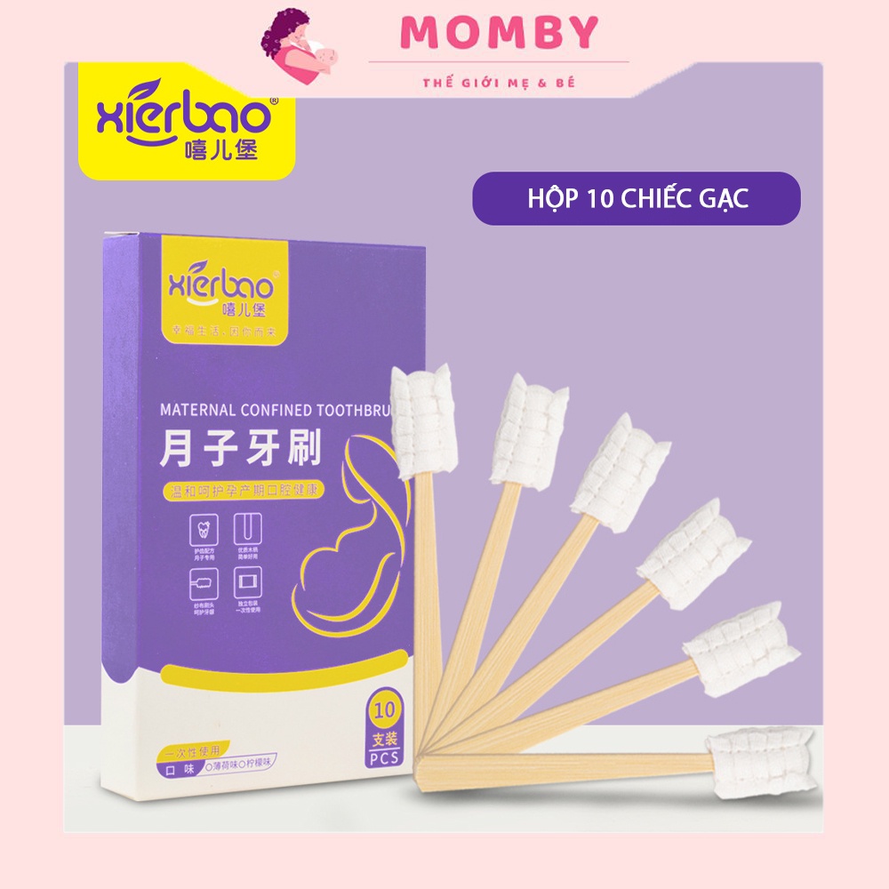 Hộp 10 gạc rơ lưỡi vệ sinh răng miệng cho bé, que rơ lưỡi trẻ em tiện lợi