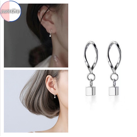 Bông Tai Bạc 925 Hình Vuông Đơn Giản Thời Trang Cho Nữ