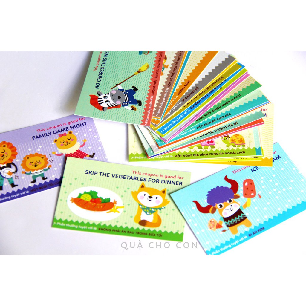 40 THẺ PHẦN THƯỞNG SIÊU HẤP DẪN DẠNG FLASHCARD CHO TRẺ