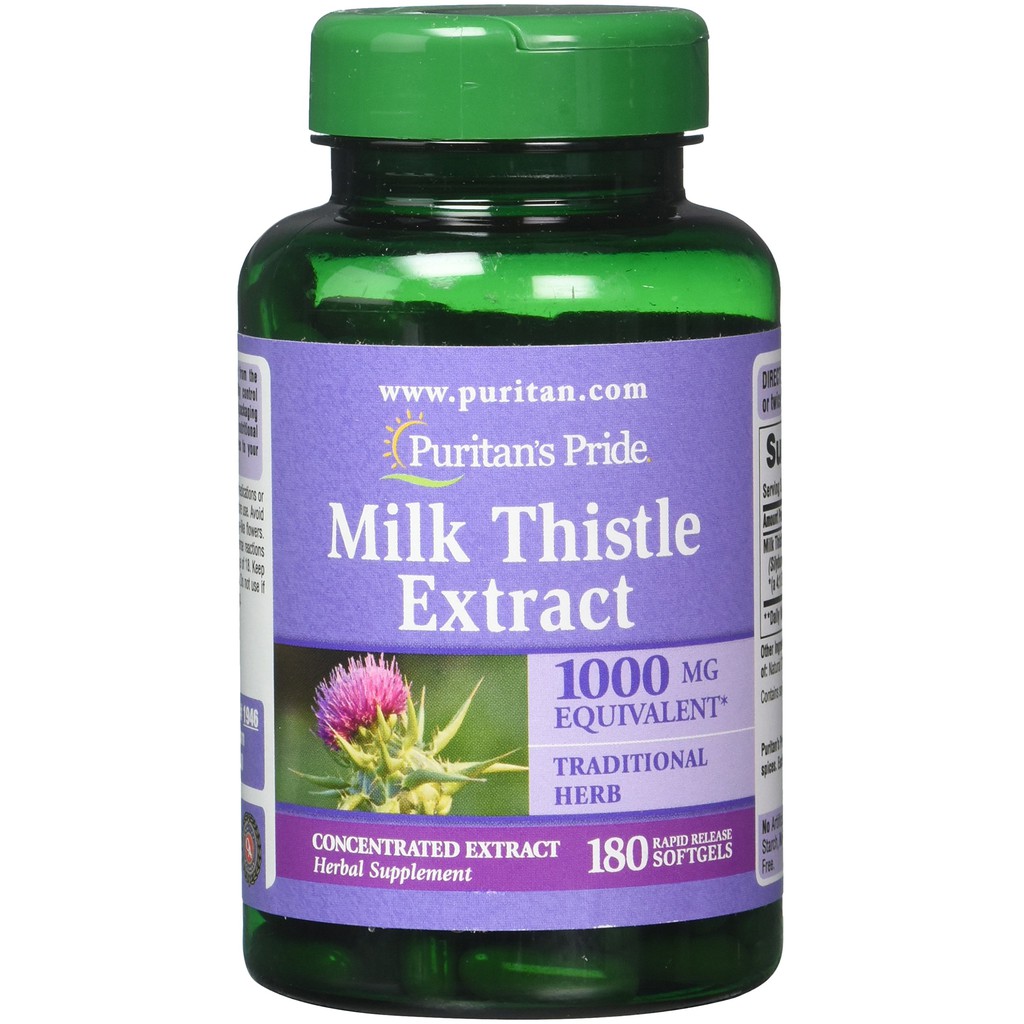 Viên uống giải độc,làm mát,tăng cường chức năng gan Cao kế sữa Puritan's Pride Milk Thistle Extract 1000mg 180 viên