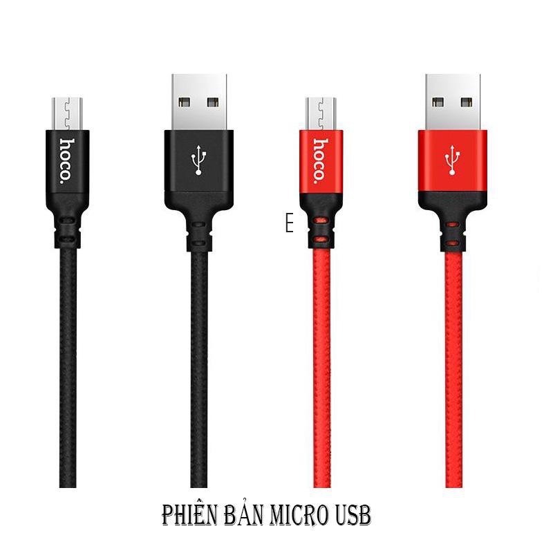 [1MÉT-2MÉT Lightning-Micro USB-Type C ] Dây Cáp Sạc nhanh bọc dù HoCo X14 cho ( iPhone IPad samsung ,oppo xiaomi, huawei