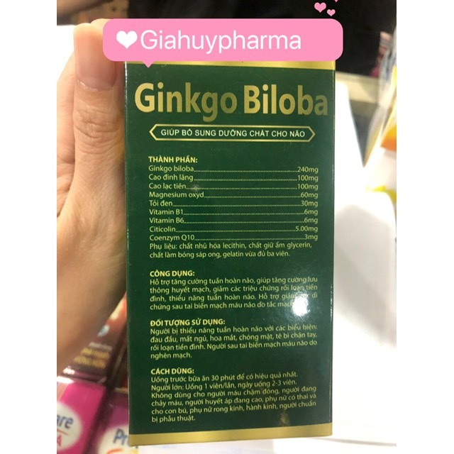 Ginkgo Biloba 240mg bổ sung dưỡng chất cho não