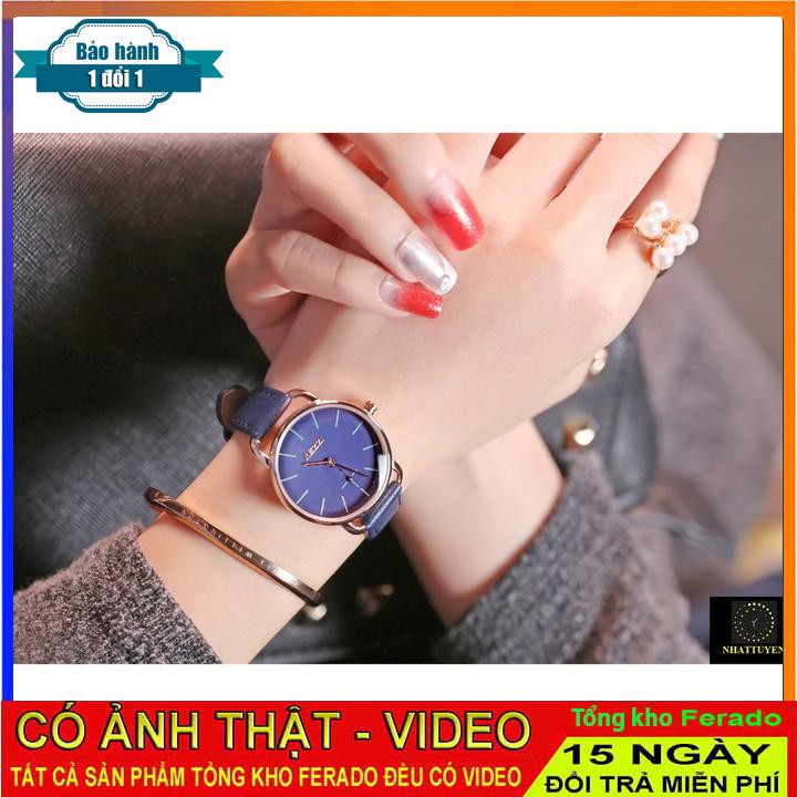[ xả kho ] ĐỒNG HỒ NỮ KEZZI 1675 DÂY DA, MẶT TRÒN, THIẾT KẾ HIỆN ĐẠI