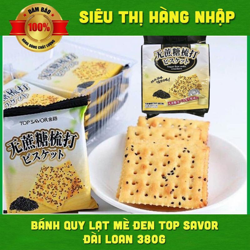 Bánh Ăn Kiêng Mè Đen Không Đường Soda Crackers Top Savor (Tiểu Đường & Ăn Kiêng)