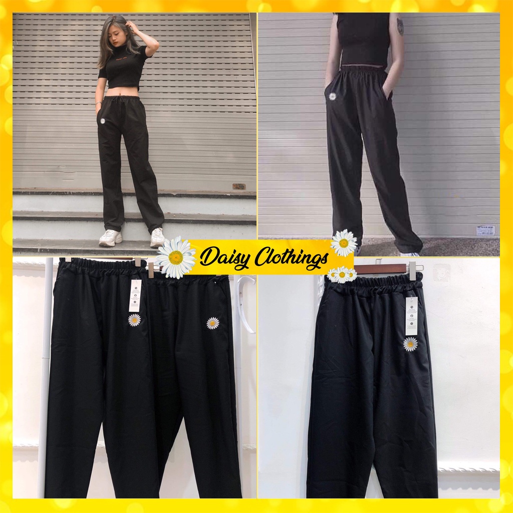 Quần Kaki Màu Đen Hoa Cúc Thêu Dáng Suông Baggy Mã 728 - Daisy Clothings
