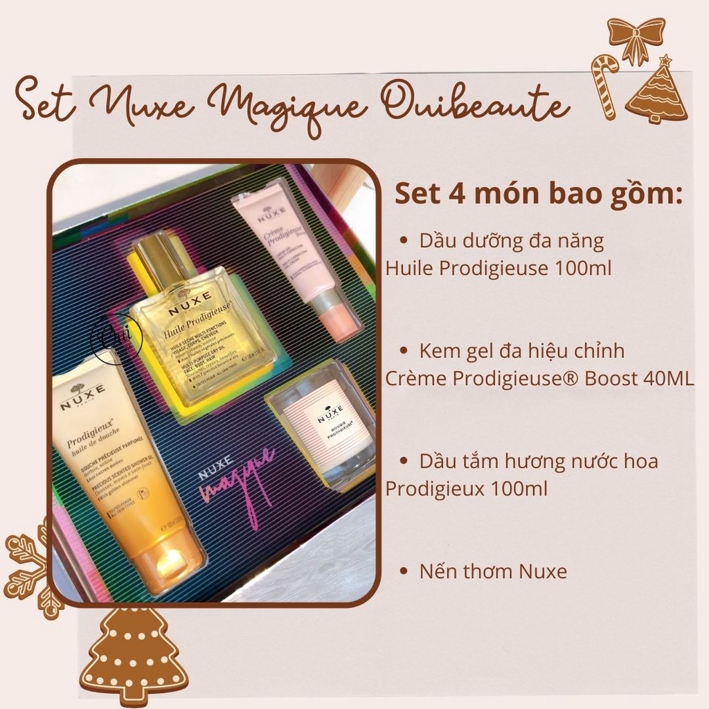 Set 4 món Nuxe Paris Magique, Bộ quà tặng dưỡng da toàn diện Prodigieuse Ouibeaute