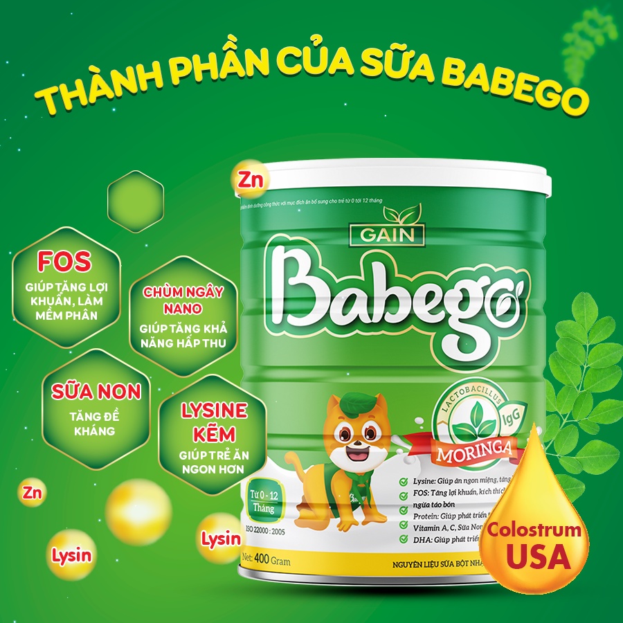 Sữa công thức Babego dành cho bé 400g/lon