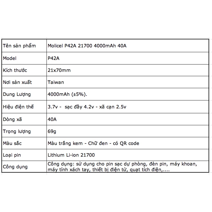 [P47] Pin xã cao 21700 Molicel INR P42A xã 45A liên tục dung lượng 4200mah chuyên khoan, thiết bị cần xã cao