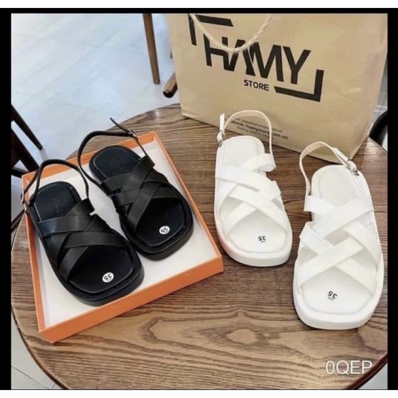Sandal nữ đế bằng quai chéo bánh mì đi học quai hậy đẹp rẻ thời trang