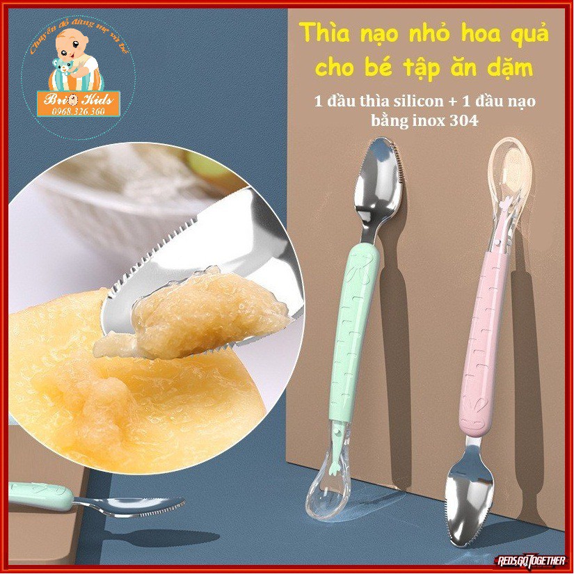 Thìa nạo nhỏ hoa quả cho bé tập ăn dặm 2 in 1