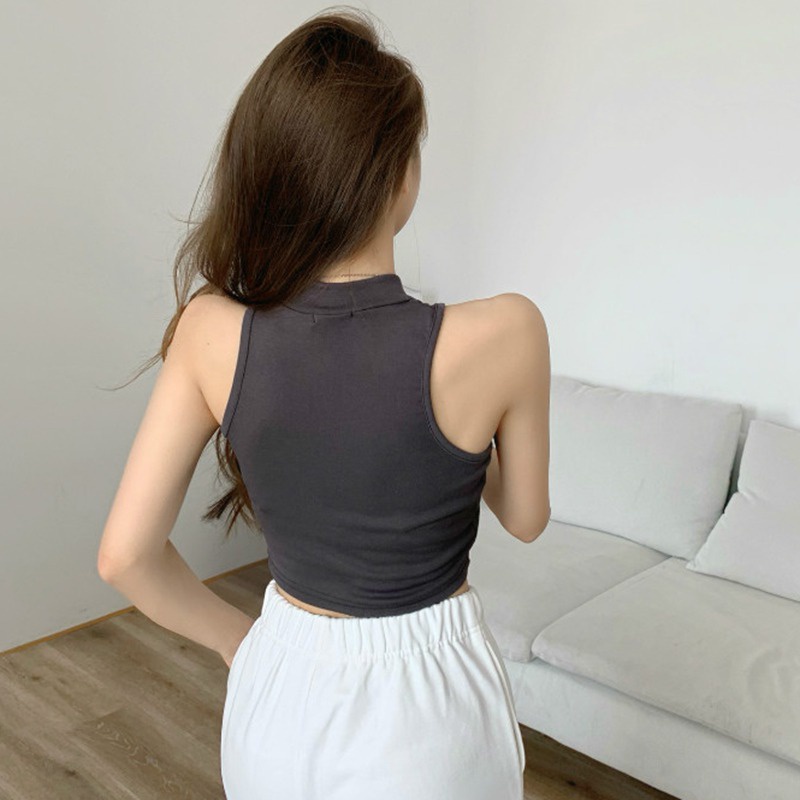 Áo Croptop Không Tay Màu Sắc Trơn Thiết Kế Nhẹ Nhàng Dành Cho Nữ