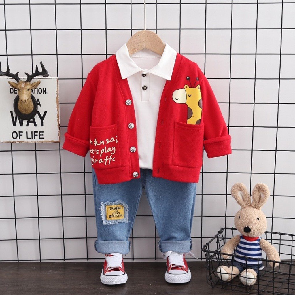 Áo khoác cardigan cho bé kangmin-kids, Áo khoác cotton  in hình hươu cực xinh cho bé từ8-20kg mã H001