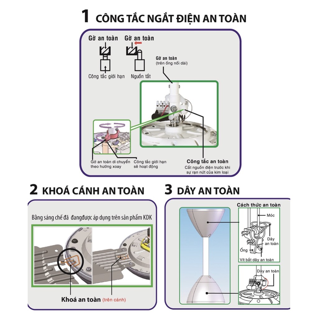Quạt Trần 5 Cánh KDK Z60WS Trắng - Hàng chính hãng