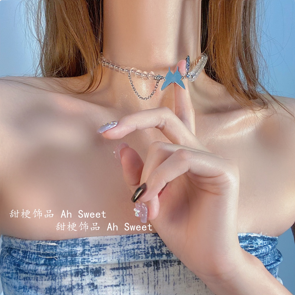 Vòng cổ mặt hình bươm bướm thời trang punk xinh xắn