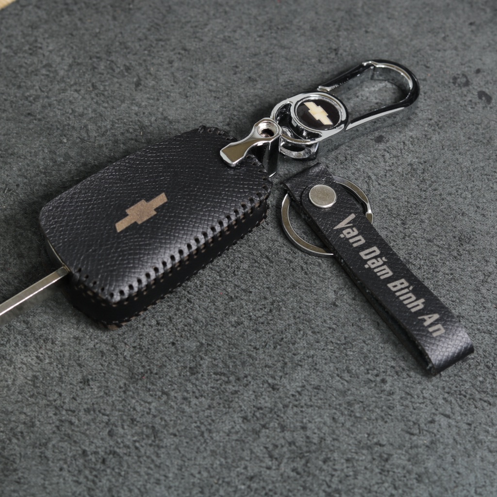 Bao da bọc ốp chìa khoá xe ô tô Chevrolet Spark 2012 2016 chìa gập 3 nút CÒI Chev2C