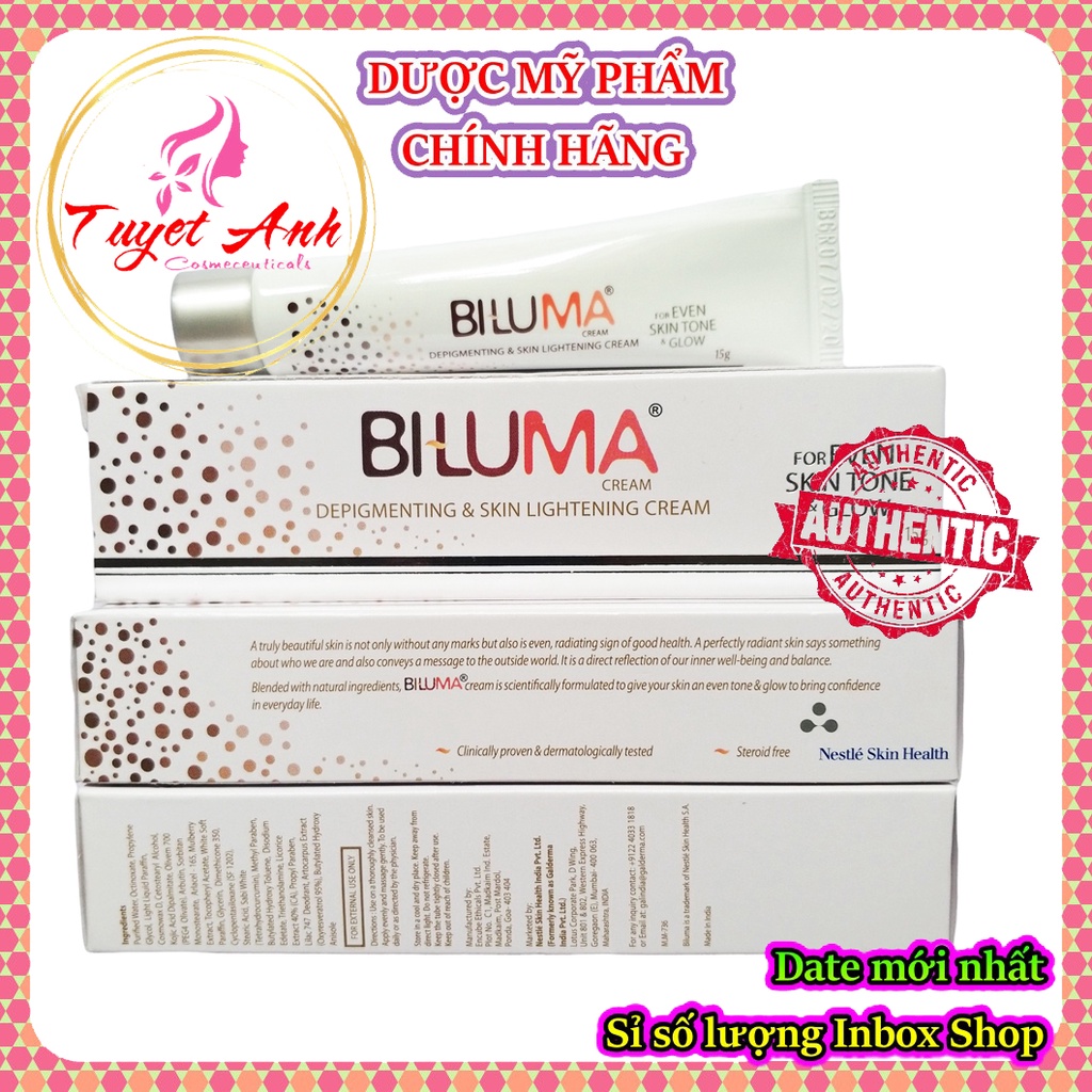 Kem dưỡng Biluma (15g) hỗ trợ sáng da, cải thiện nám, thành phần an toàn