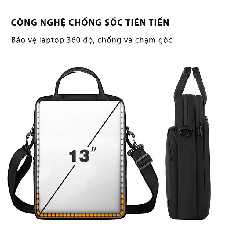 túi đeo chéo dáng dọc Wiwu chống sốc ipad, surface, macbook, laptop 12.9 inch, 13 inch