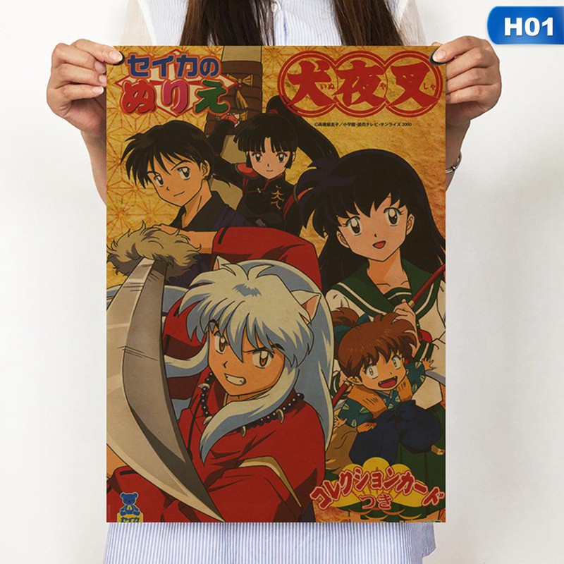 Áp Phích Treo Tường Trang Trí In Hình Anime Inuyasha