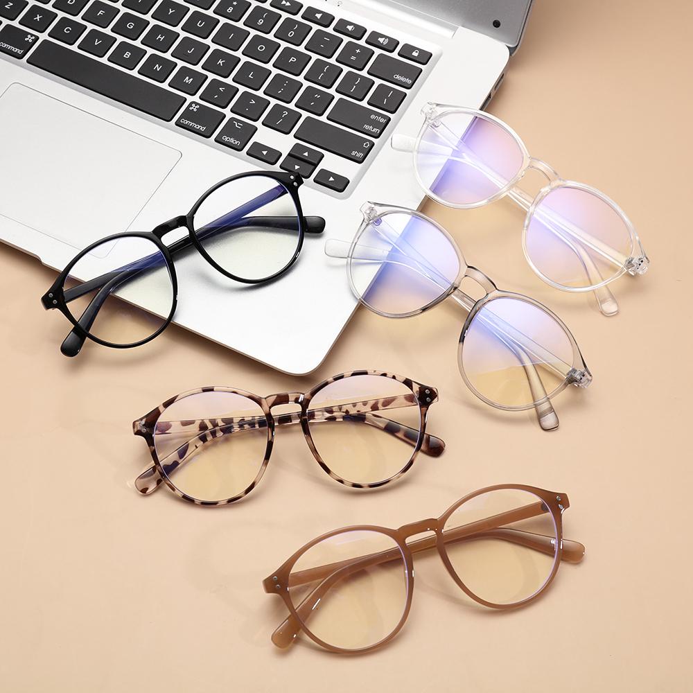 ESPO Mắt Kính Đọc Sách Gọng Tròn Họa Tiết Da Báo Màu Đen / Kaki Chống Ánh Sáng Xanh