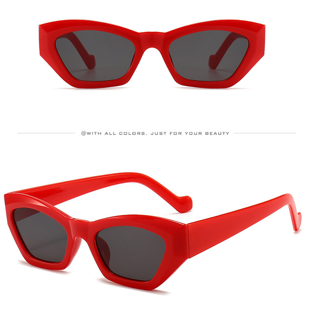 Cod Qipin Korean Cat Eye Sunglasses Women Men Simple Jelly Color Polygon Glasses Eyewear Travel