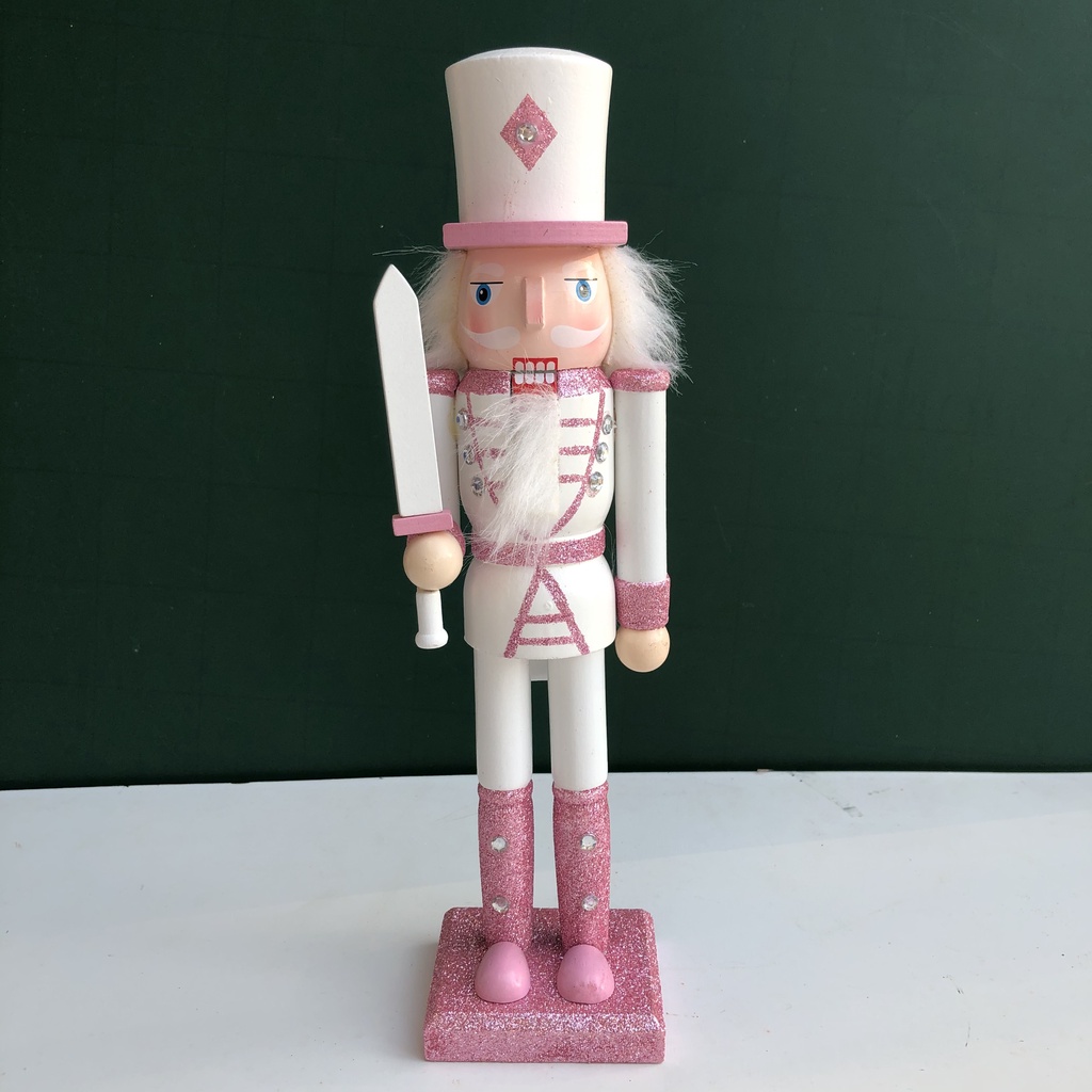 Bộ 4 Mô Hình Chú Lính Chì Gỗ Màu Hồng Decor Trang Trí Giáng Sinh - Noel Cao 30cm hoặc 23cm