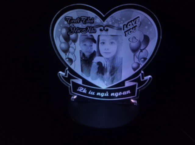 Đèn led 3d hình tim, (7 màu - 16 màu) Quà tặng theo yêu cầu