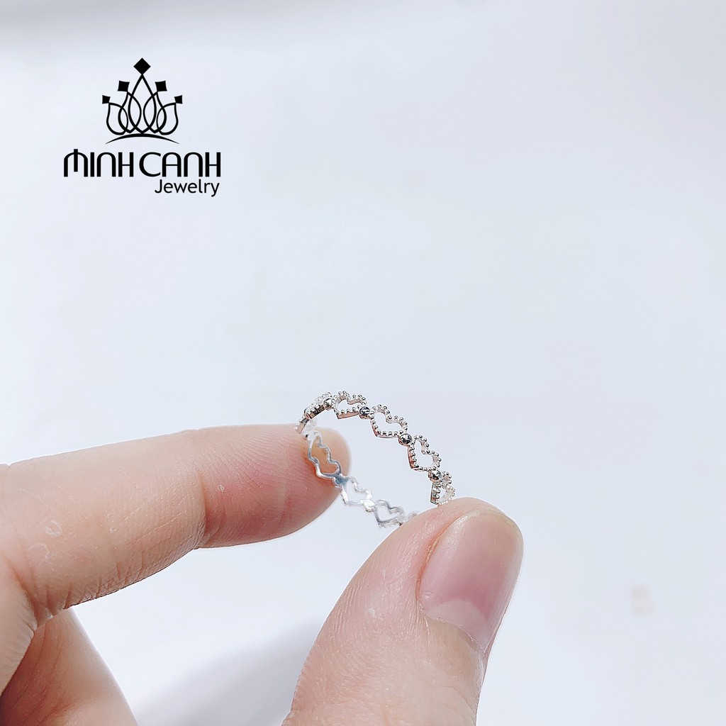 Nhẫn Bạc Nữ Chuỗi Trái Tim - Minh Canh Jewelry