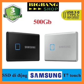 Ổ cứng di động Gắn ngoài SSD Samsung T7 Touch, No Touch 500Gb - USB Type-C 3.2 - Bảo hành 3 năm
