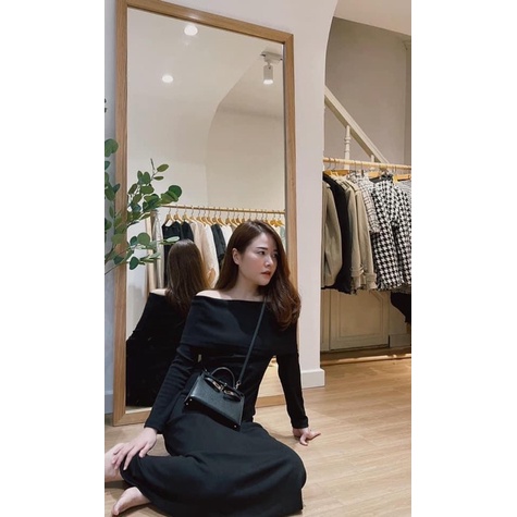 Váy Đầm dự tiệc trễ vai màu trắng body tay dài sexy hàng thiết kế chính hãng CICI -