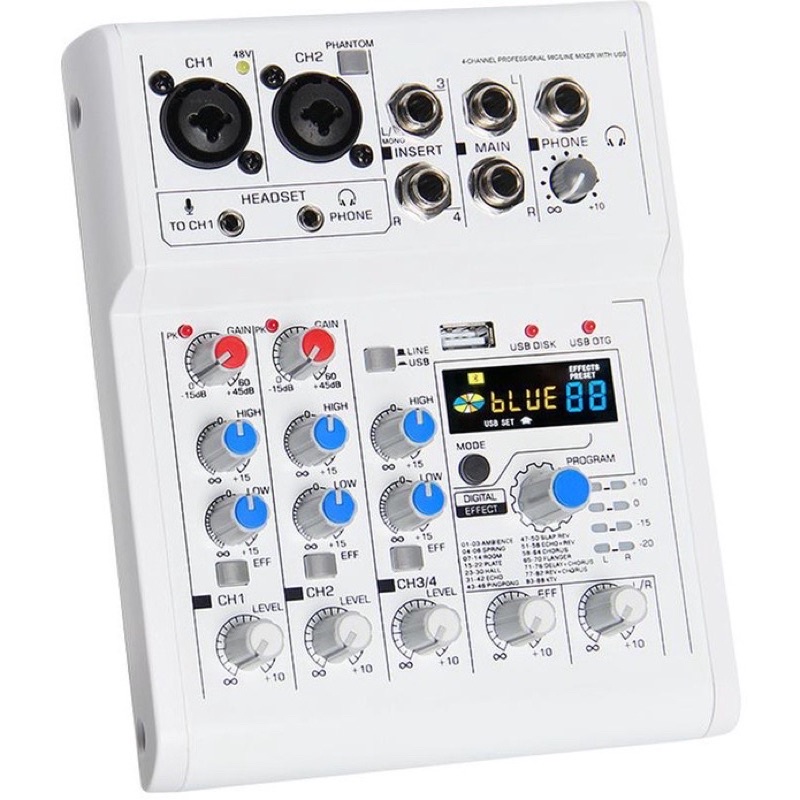 Mixer E4 hát livestream karaoke chuyên nghiệp dễ dàng kết hợp với Mic isk at100, k200,sm8b...