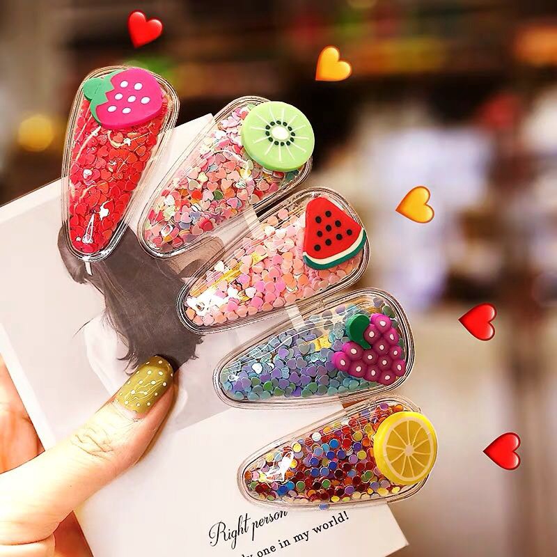 Set 5 Kẹp Tóc Kim Sa Kẹp Tóc Hoa Quả Xinh Xắn Phong Cách Hàn Quốc