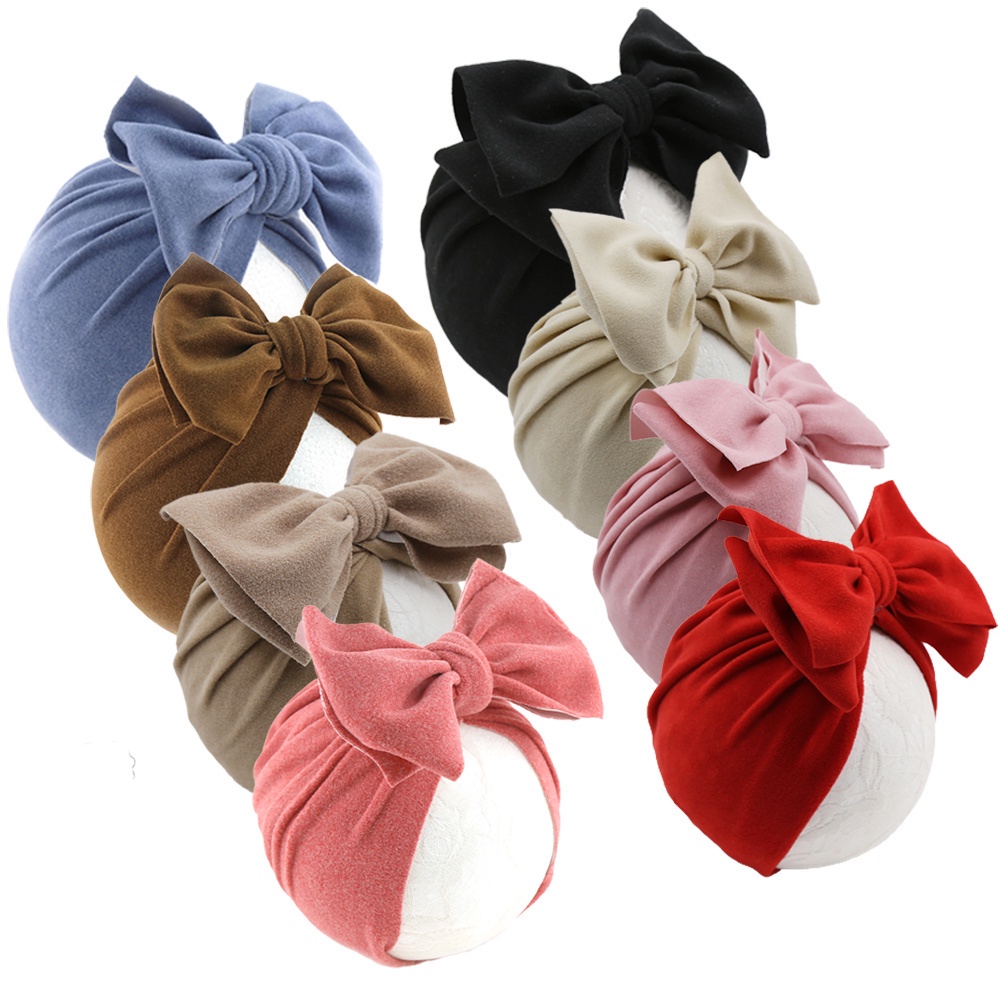 1 Mũ Turban Bằng Nhung Mềm Mại Thắt Nơ Dùng Làm Đạo Cụ Chụp Ảnh Cho Bé Sơ Sinh