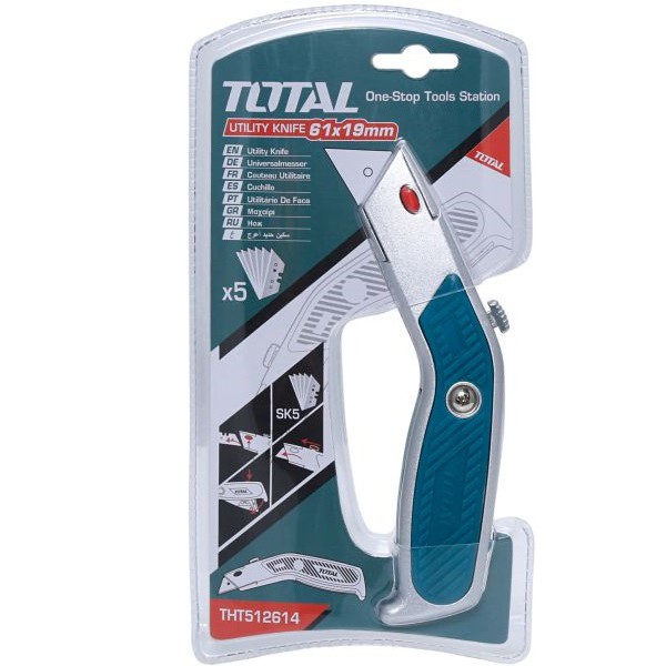 Total Dao rọc giấy đa năng 61mm Utility Knife THT512614 Kèm 5 lưỡi SK5