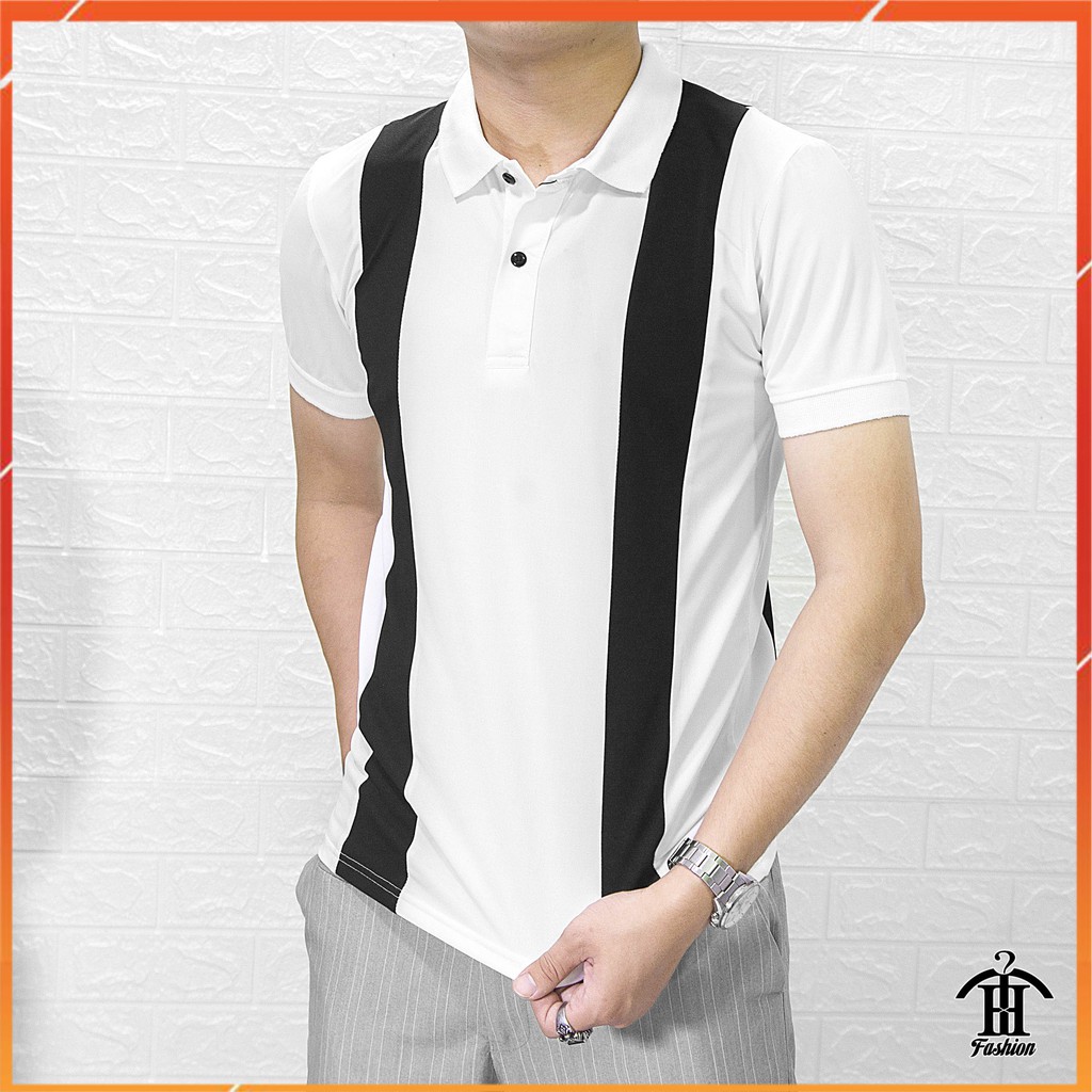 Áo polo nam áo thun nam có cổ sọc đen trắng chất cotton thoáng mát pl208