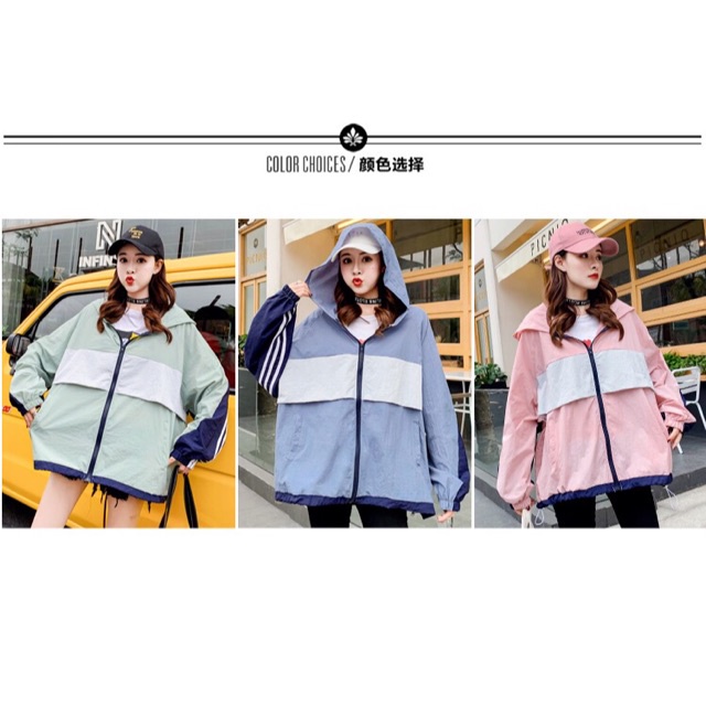 Áo Khoác Gió Nữ Form Rộng Phối Màu Hot AK29