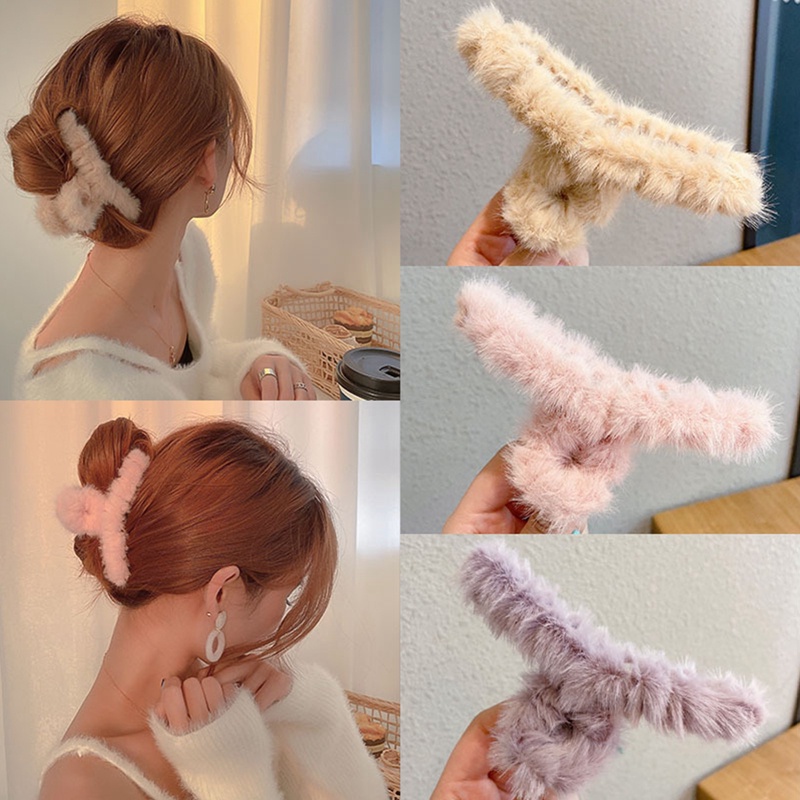 Ygt Kẹp Tóc Đính Lông Giả Thời Trang Thu Đông Hàn Quốc Cho Nữ