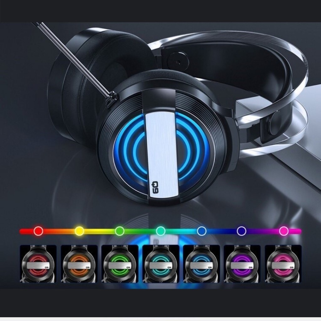 Tai nghe chụp tai máy tính chơi GAME MC Q9 có đèn LED đổi màu, có MIC đàm thoại headphone chơi game trên laptop, pc