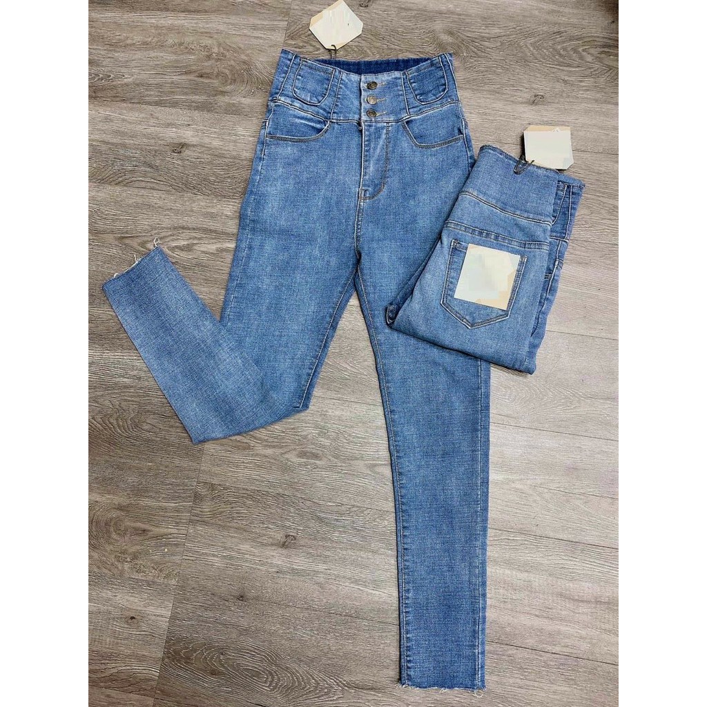 Quần jean nữ lưng cao BA CÚC SIÊU XỊN CÓ BIG SIZE 2021 XÁM - XANH chất jean giãn tốt Z1-19