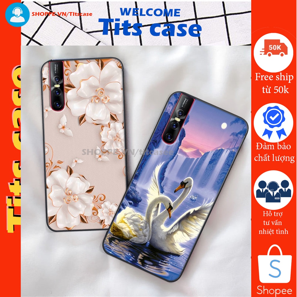 Ốp lưng Vivo V15 PRO in hình thiên nga,hoa may mắn, đặc sắc ĐỘC - LẠ - BỀN