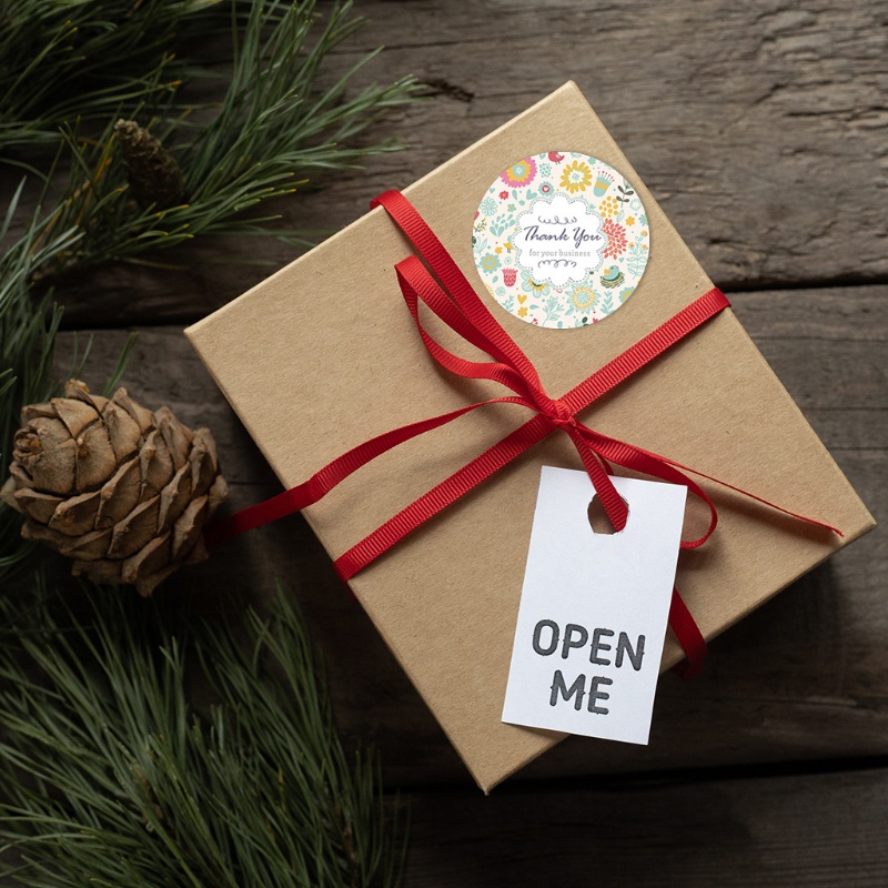 Set 500 miếng dán chữ Thank You hình tròn dùng để trang trí quà tặng