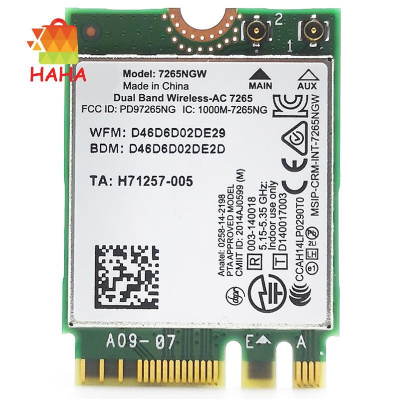 Thẻ Không Dây Wlan M.2 Cho Intel Dual Band 7260 Wifi + Bluetooth Bt 4.0