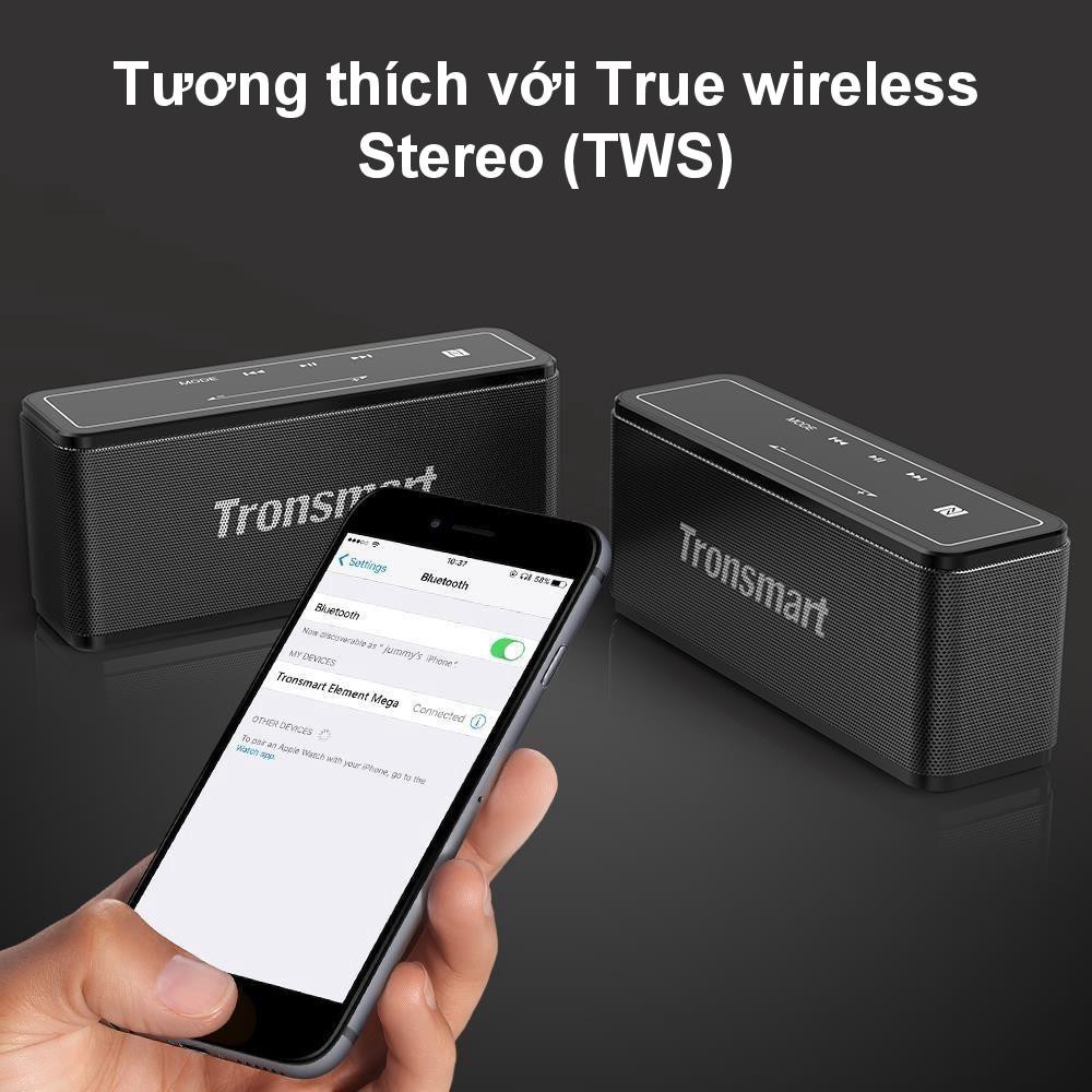 Loa Bluetooth 5.0 Tronsmart Element Mega Công suất 40W Hỗ trợ TWS và NFC ghép đôi 2 loa - Hàng phân phối chính hãng