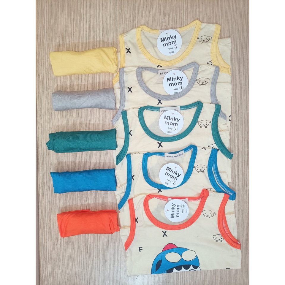 Set 3 Bộ Thun Lạnh Ba Lỗ MINKY MOM Thoáng Mát  Họa Tiết Dễ Thương Cho Bé Sơ Sinh Đến 4 Tuổi