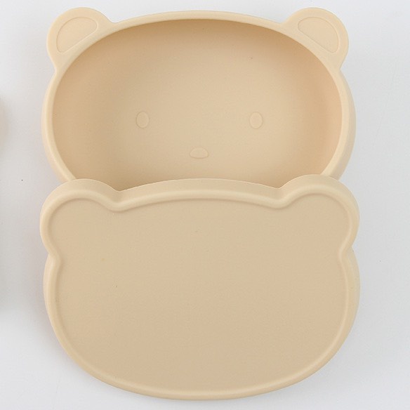 Bát ăn dặm silicon gấu molli kèm nắp