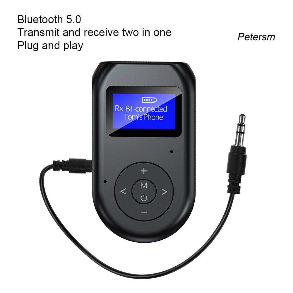 JS☆2 in 1 Bluetooth 5.0 Rechargeable LCD Display Audio Receiver Transmitter Adapter