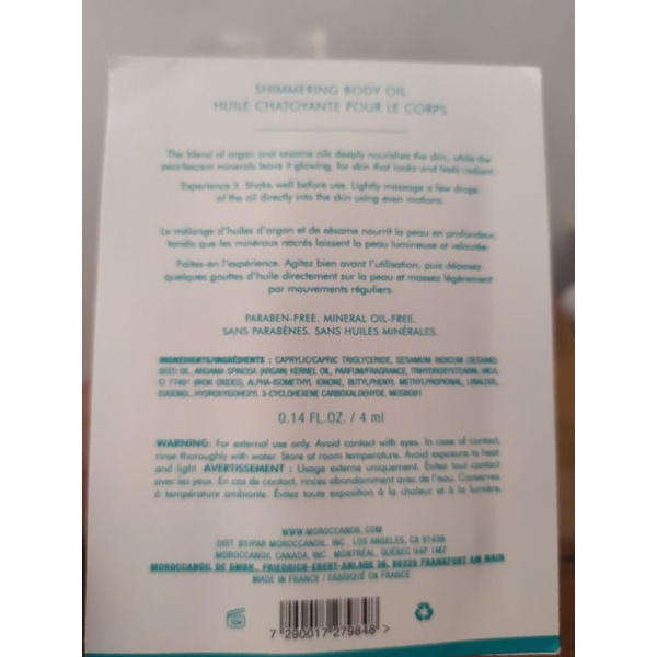 Sample Dưỡng Body Ánh Nhũ Bắt Sáng Quyến Rũ Shimmer body oil Gói 4ml