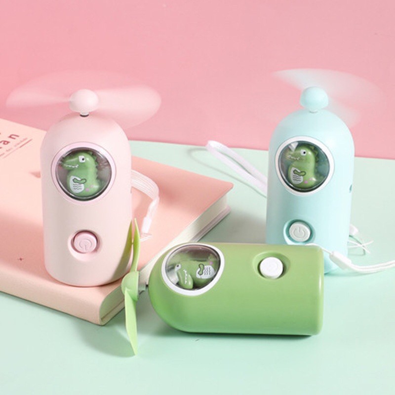 Quạt Mini Tích Điện Cầm Tay Có Đèn Mẫu Mới Khủng Long (kèm sạc) | BigBuy360 - bigbuy360.vn