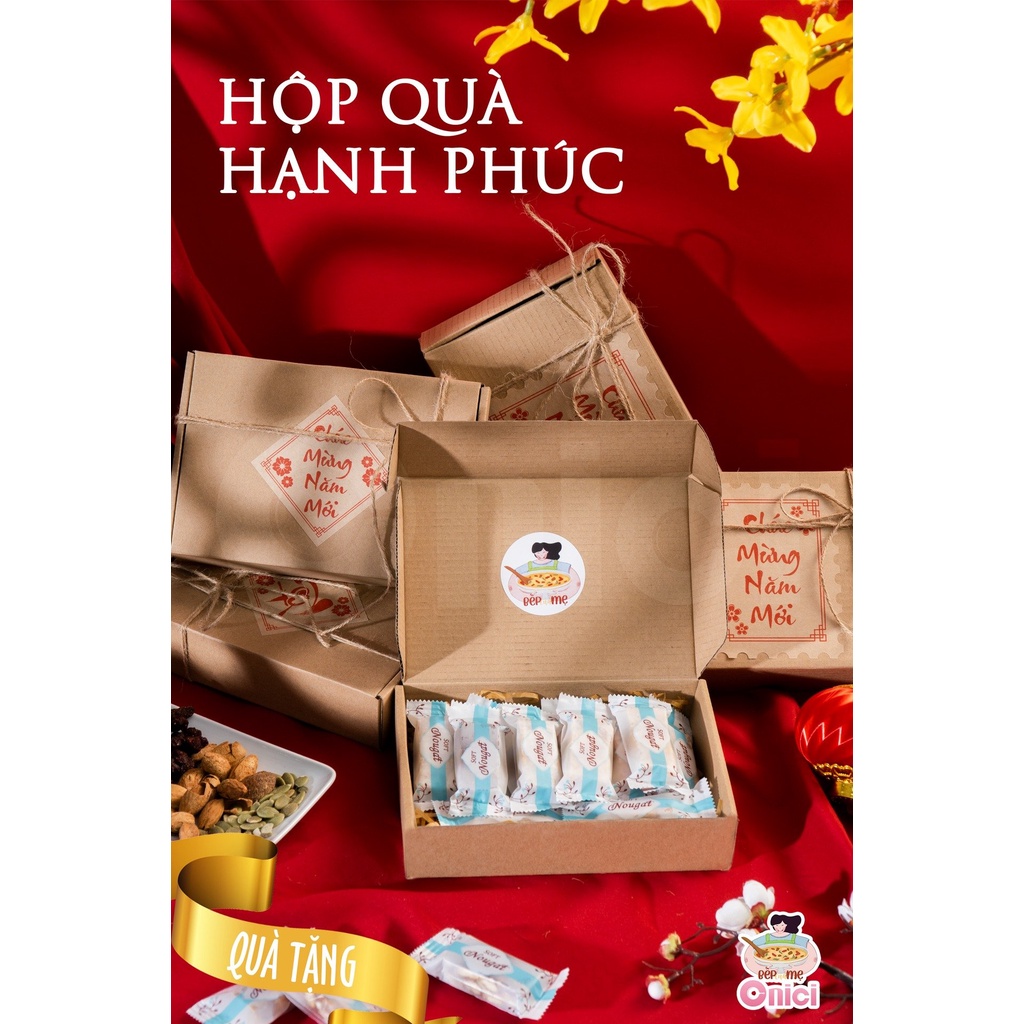 Kẹo nougat Bếp của mẹ ONICI Kẹo hạnh phúc mix nhiều hạt mềm dẻo thơm ngon ít ngọt thượng hạng